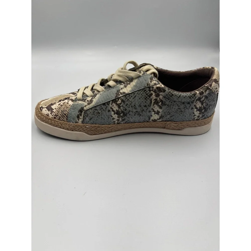 Crown vintage Snakeskin Embossed Espadrille Lace Up Sneakers Low Top Shoes